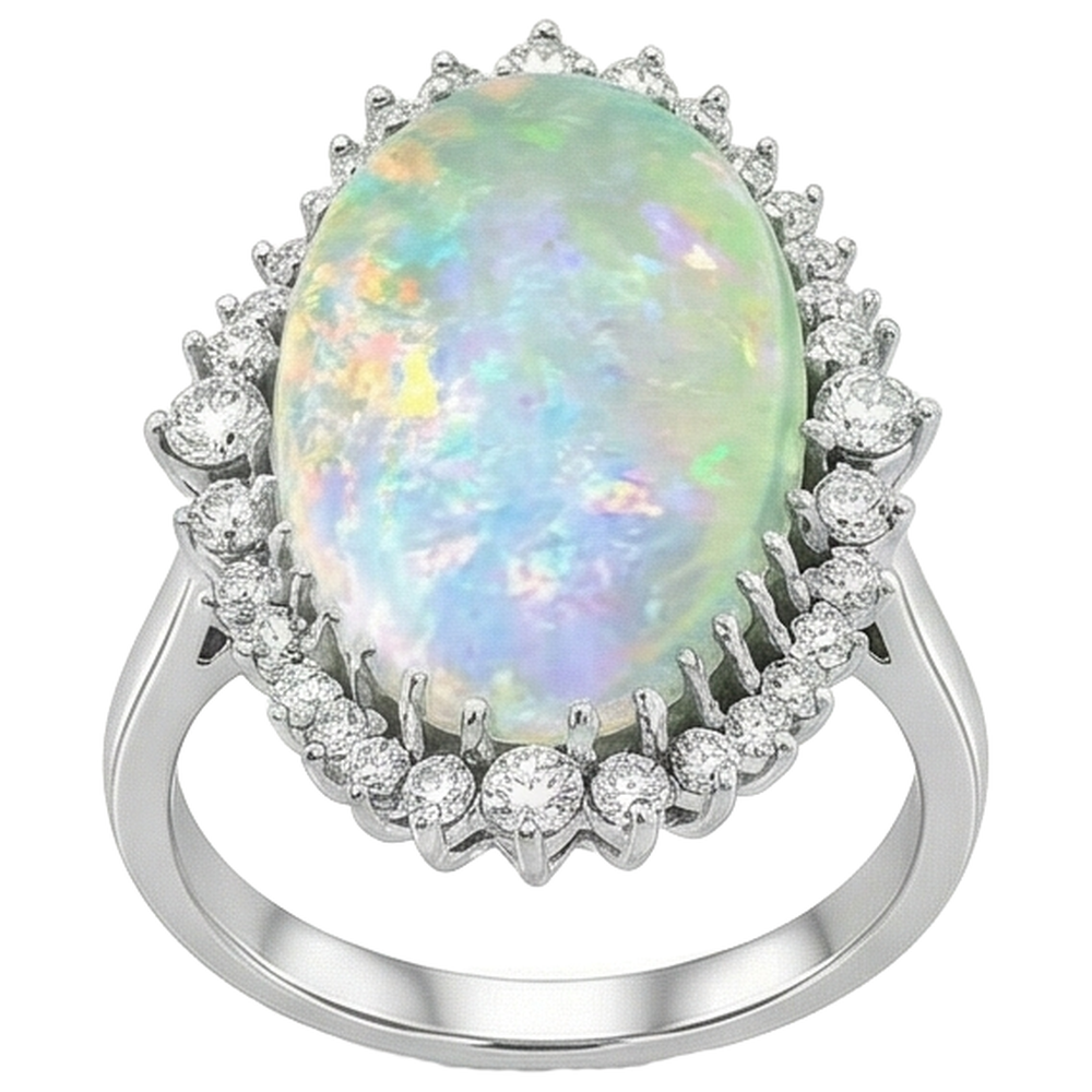 Big Opal Gemstone Cocktail Ring