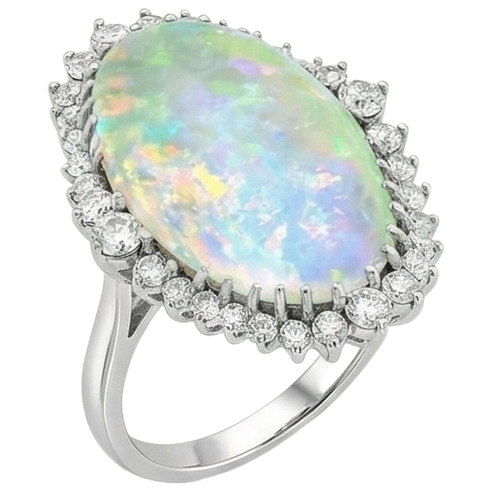 Big Opal Gemstone Cocktail Ring
