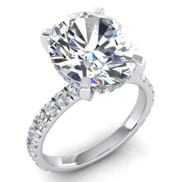 Big Oval 7 Carats Diamond Ring And Band Set