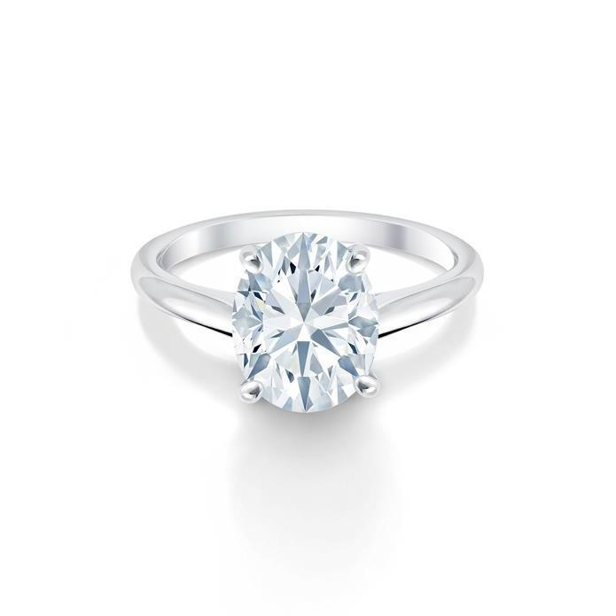 Big Oval Cut Real Diamond 2.50 Carats Solitaire Ring White Gold 14K
