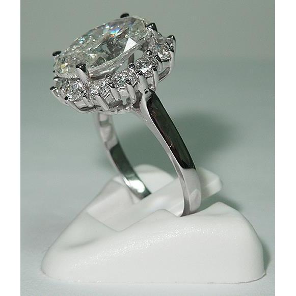 Big Oval Flower Style Genuine Diamond Halo Ring 4.75 Carats Women 14K Jewelry