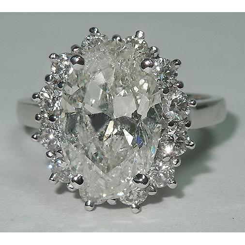 l Flower Style Genuine Diamond Halo Ring 4.75 Carats Women White Gold 14K Jewelry