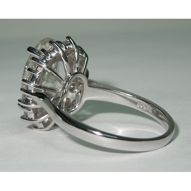 Big Oval Flower Style Genuine Diamond Halo Ring 