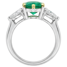Gemstone Ring 14K Two Tone Gold with Colombian Emerald – top view