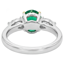 Gemstone Ring 14K Two Tone Gold with Colombian Emerald – back view
