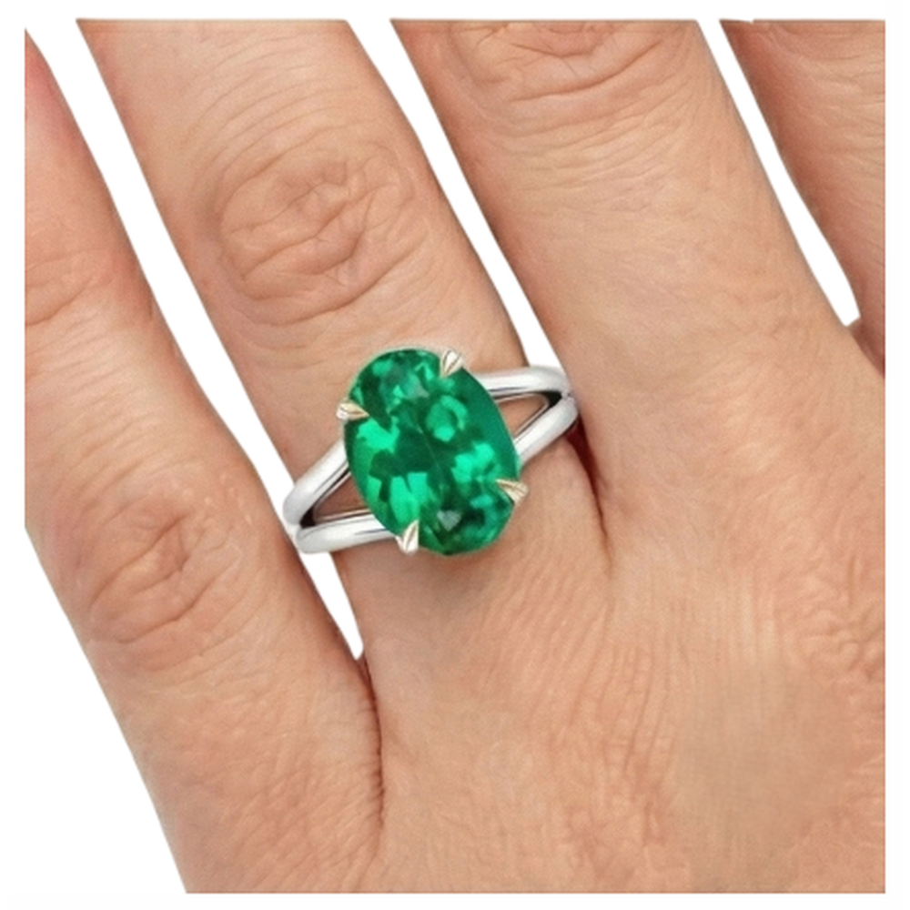 Real Fine Emerald Precious Stone Ring – back view