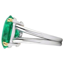 Oval Fine Emerald ring in 14K Two Tone Gold – angle view