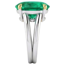 Fine Emerald Precious Stone Ring 4-ct 14K Two Tone Gold – profile view