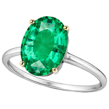 Natural Emerald Precious Stone Ring 4 ct Two-Tone 14K Gold – side view