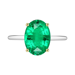 Emerald Precious Stone Ring – GIA Certified 4 ct Two-Tone 14K