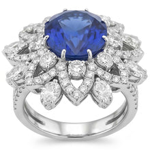 Big Oval Sapphire Natural Earth Mined Diamond Ring