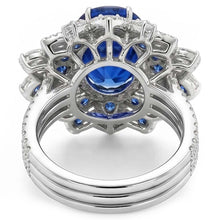 Big Oval Sapphire Natural Earth Mined Diamond Ring