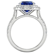 Big Oval Sri Lanka Blue Sapphire Natural Earth Mined Diamond Ring 4.55 Ct White Gold 14K