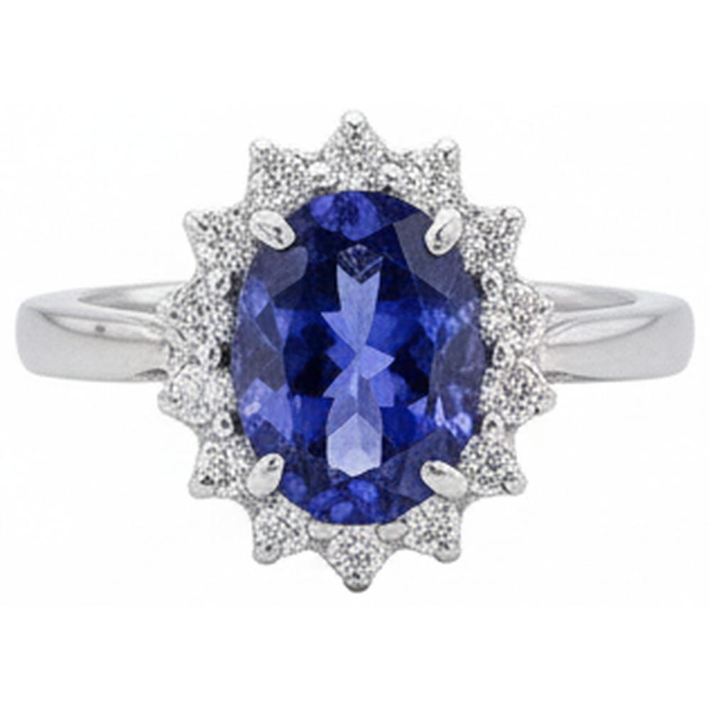 natural round tanzanite 1.95ct ring side angle