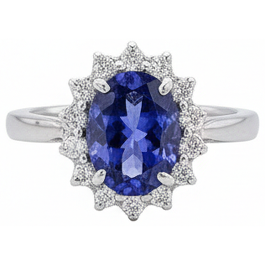 natural round tanzanite 1.95ct ring side angle