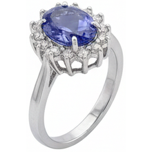 natural round tanzanite 1.95ct ring close up detail