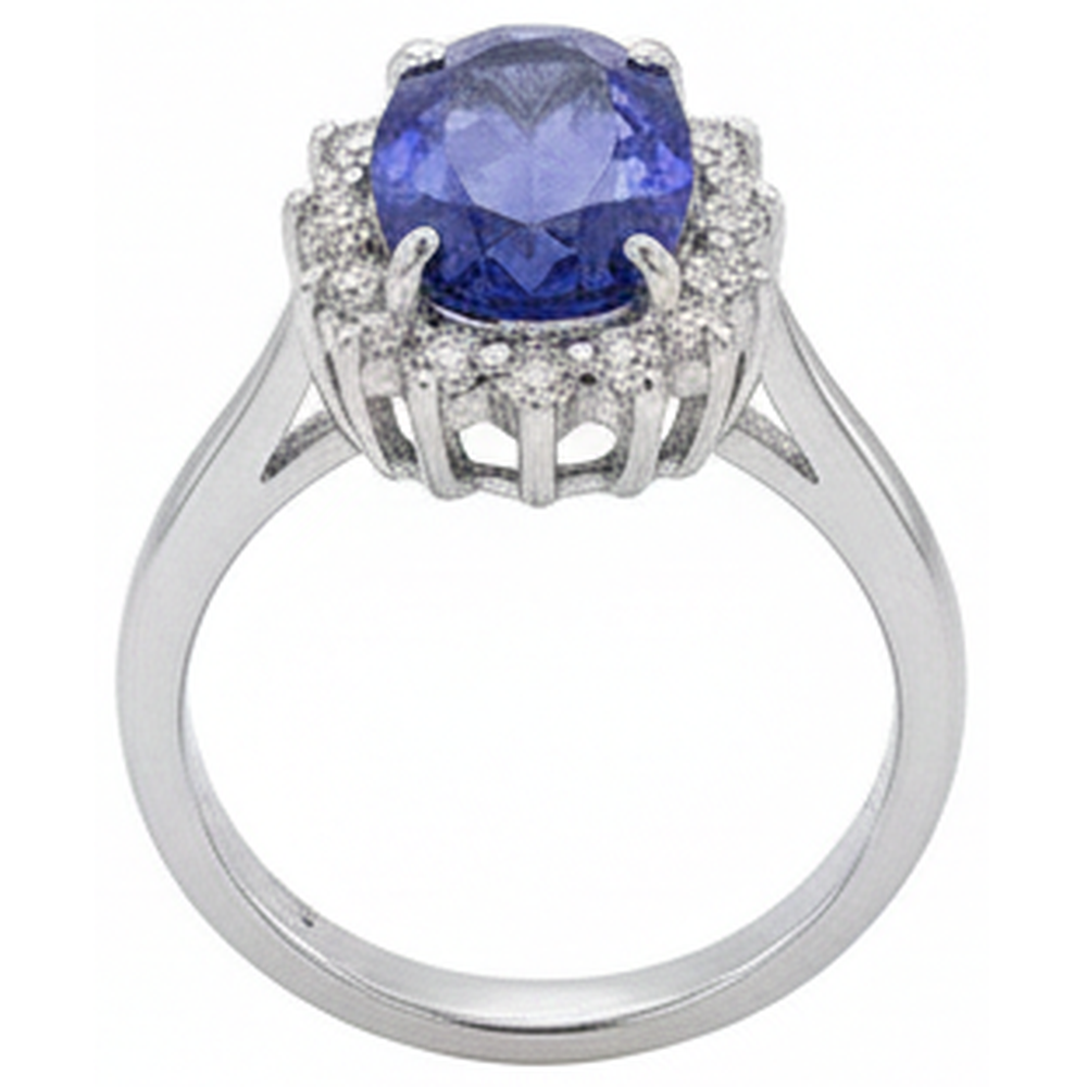 natural round tanzanite 1.95ct ring top view