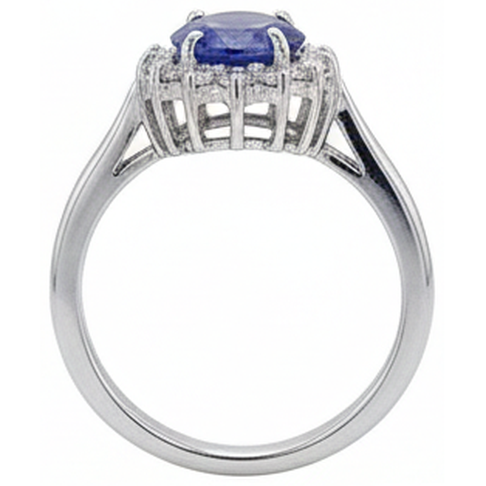 natural round tanzanite 1.95ct ring profile view