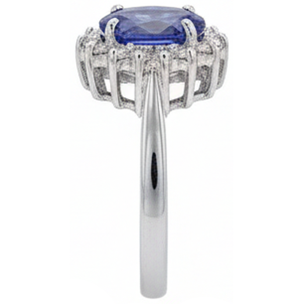 natural round tanzanite 1.95ct ring on white background