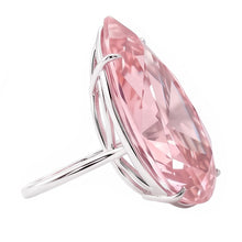 Big Pear Cut Solitaire 3 Ct Pink Sapphire Gemstone Ring Gold White 14K