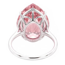Big Pear Cut Solitaire 3 Ct Pink Sapphire Gemstone Ring Gold White 14K