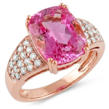 Big Pink Kunzite With Small Natural Earth Mined Diamonds 18.85 Ct Ring Rose Gold 14K