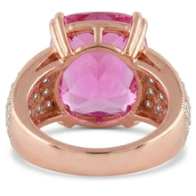 Big Pink Kunzite With Small Natural Earth Mined Diamonds 18.85 Ct Ring Rose Gold 14K