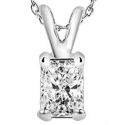 Big Radiant 2 Carat Real Diamond Pendant Necklace White Gold 14K New