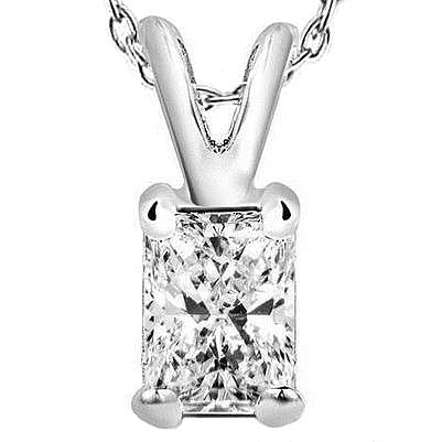 Big Radiant 2 Carat Real Diamond Pendant Necklace White Gold 14K New