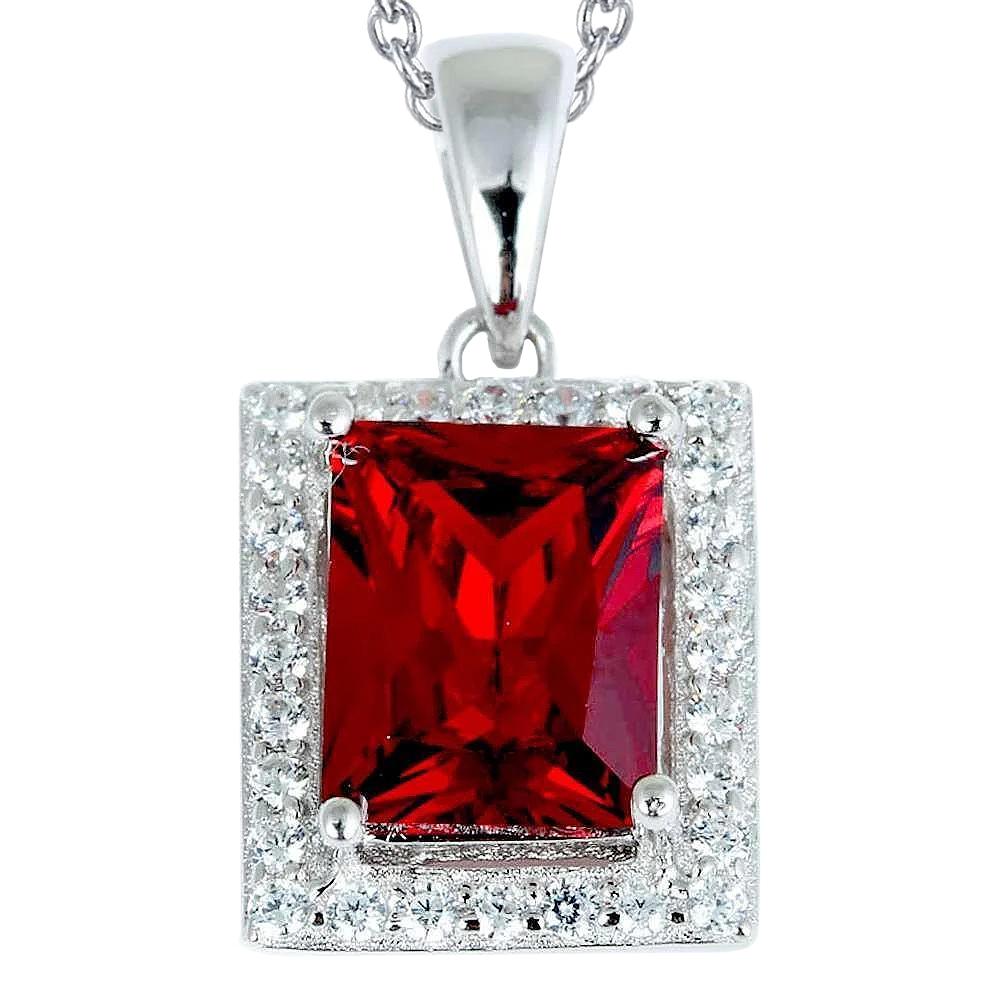 Big Radiant Cut Ruby With Diamond Pendant Women Gold Jewelry 8.50 Ct.