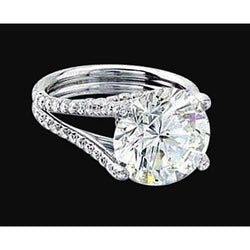 Big Real Diamond 3.50 Carat Engagement Ring White Gold New