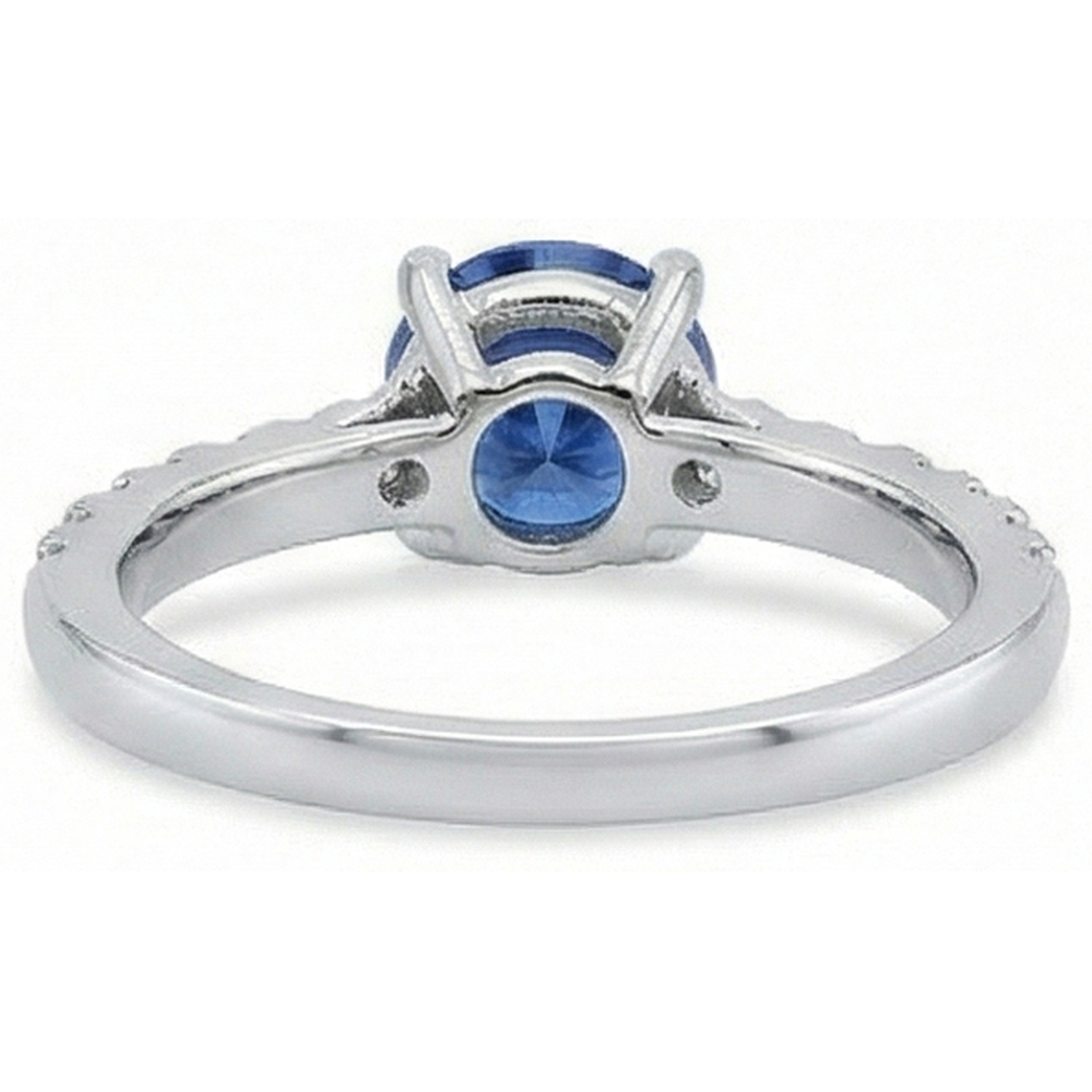 natural round sapphire 3.30ct ring profile view