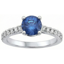 natural round sapphire 3.30ct ring front view