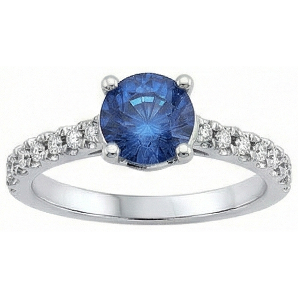 natural round sapphire 3.30ct ring front view