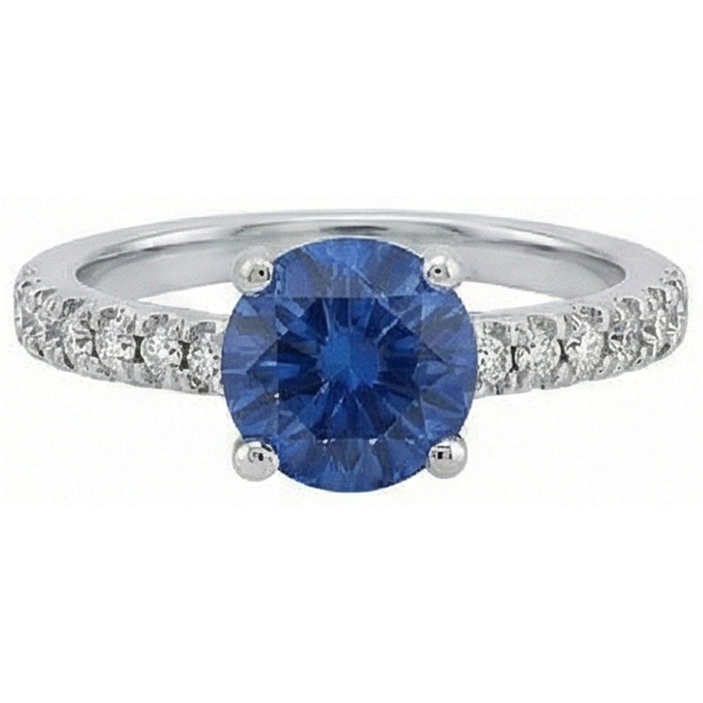 natural round sapphire 3.30ct ring side angle