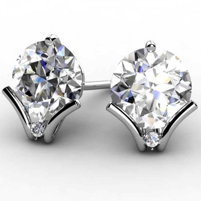 Big Round Cut 6.20 Ct Genuine Diamonds Women Studs Earring White Gold