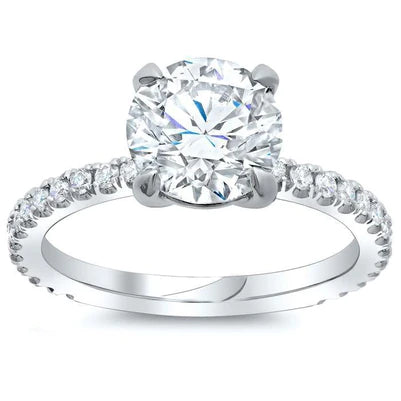 Big Round Cut Real Diamond Anniversary Ring 4.30 Carats White Gold 14K
