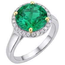 Authentic Colombian Emerald Precious Stone Ring 4 ct 14K Two Tone Gold – angle view