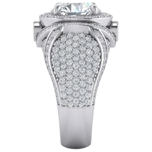 Big Round Natural Earth Mined Diamond Men's Ring With Accents 5.50 Carats White Gold 14K