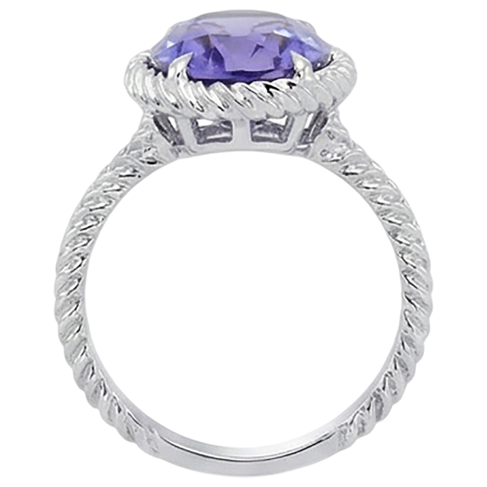 Big Solitaire Oval Tanzanite Ring 2.5 Carat Prong Set White Gold 14K