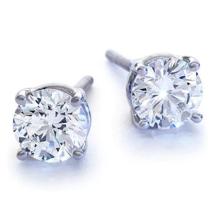 Big Solitaire Round Real Diamond 5 Ct. Stud Earrings Gold Jewelry Prong Set