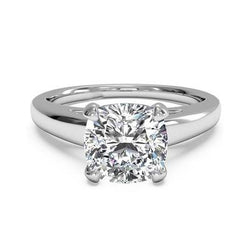 Big Sparkling Cushion Cut 3 Carat Natural Diamond Engagement Ring White Gold