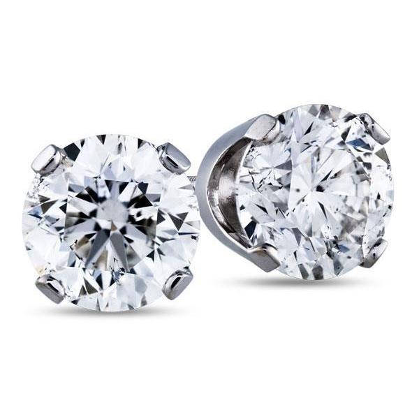 Big Sparkling Natural Diamond Stud Earrings G Vs2 4.0 Carat White Gold 14K