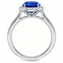Big Sri Lanka Sapphire & Natural Earth Mined Diamonds Small Diamonds Wedding Ring 3 Ct