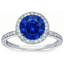Big Sri Lanka Sapphire & Natural Earth Mined Diamonds Small Diamonds Wedding Ring 3 Ct