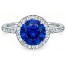 Big Sri Lanka Sapphire & Natural Earth Mined Diamonds Small Diamonds Wedding Ring 3 Ct