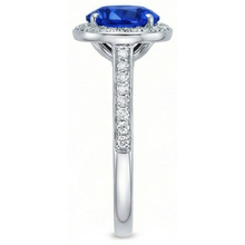 Big Sri Lanka Sapphire & Natural Earth Mined Diamonds Small Diamonds Wedding Ring 3 Ct