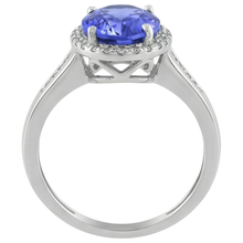 Big Tanzanite With Small Natural Earth Mined Diamonds 5.75 Carats Ring White Gold 14K