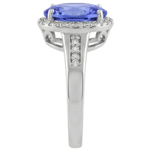Big Tanzanite With Small Natural Earth Mined Diamonds 5.75 Carats Ring White Gold 14K