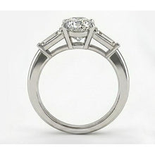 Genuine Diamond Three Stone Ring 3 ct 14K White Gold – side view